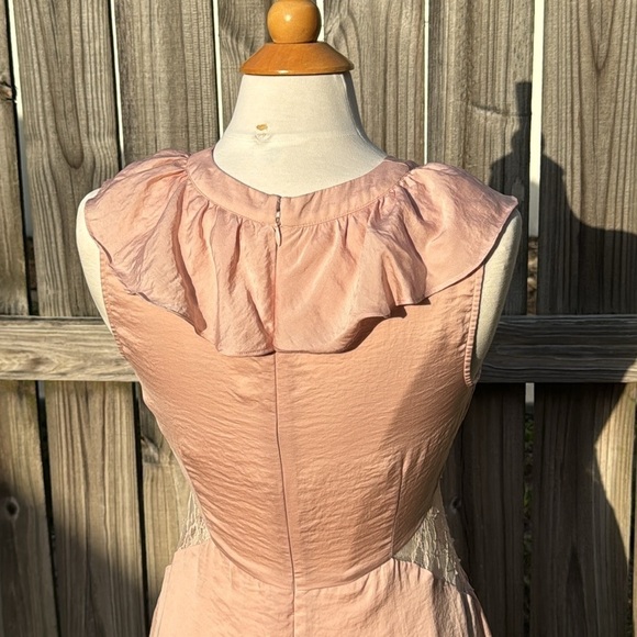 Anthropologie Avec les Filles pink slip dress, lace and ruffle details, sz small - Picture 10 of 13